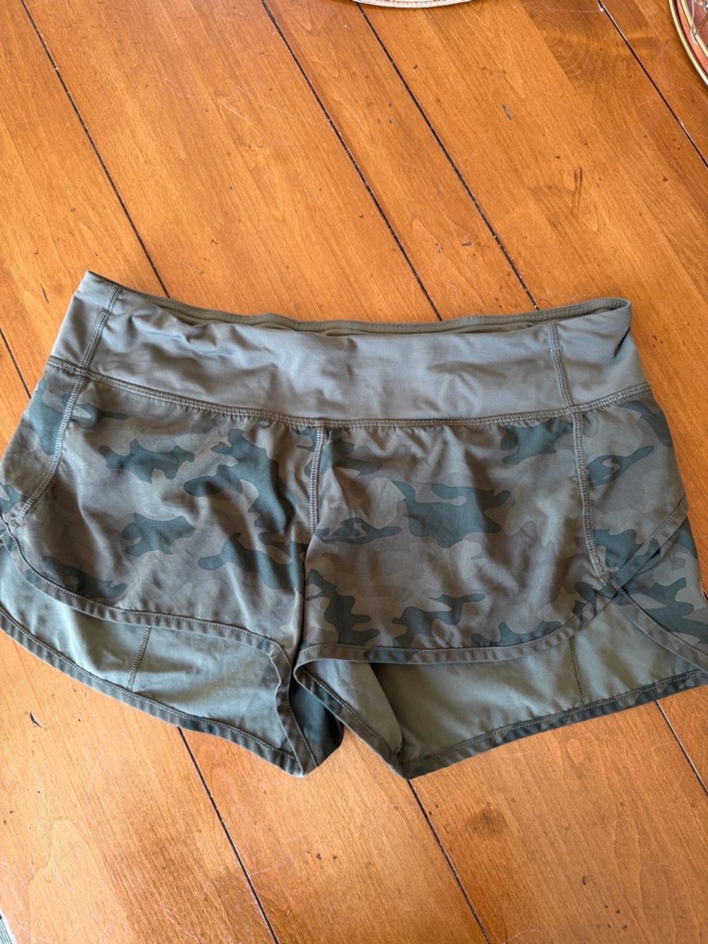 Lululemon athletica Olive Camo Athletic Shorts